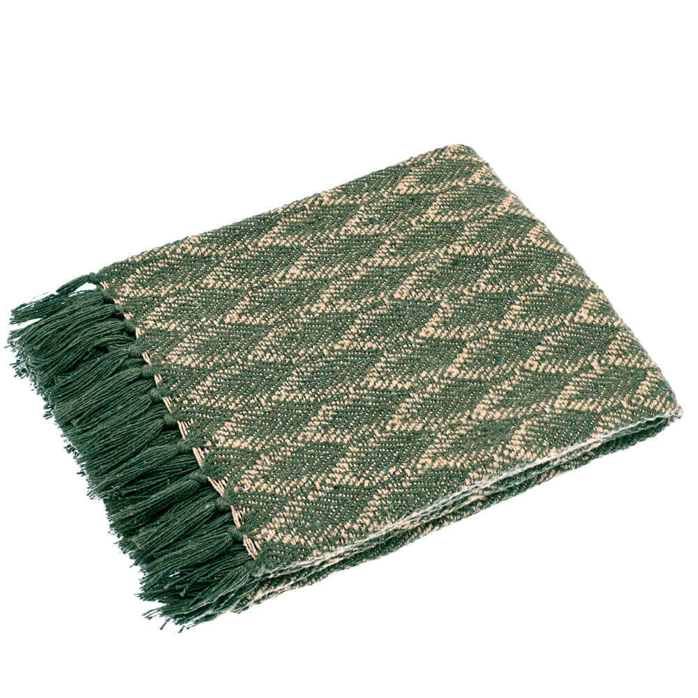 Walton & Co Elm Green Leaf Recycled Cotton Throw